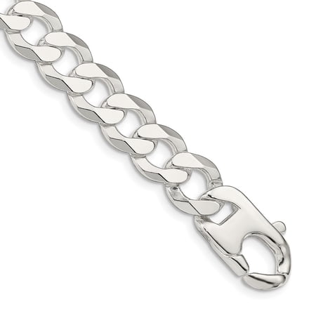 Auriga Fine Jewelry 925 Sterling Silver 14mm Flat Curb Chain Bracelet 9inch for Women