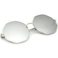 thumbnail image 4 of sunglassLA Female Oversize Metal Frame Slim Temple Colored Mirror Lens Hexagon Sunglasses 63mm (Silver / Silver Mirror) - 63mm, 4 of 4