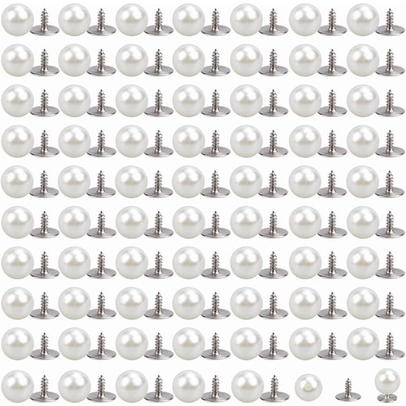 White 1 Box 100 Sets 10mm Pearl Brooch Buttons Pearl Clothes Pins Bulk Detachable Reusable Adjustable Artificial Pearl Fixed Pins DIY No Sew Sweater Buttons for Clothes Dress Shirt Cardigan Shawl