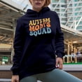 thumbnail image 2 of Autism's Mom Squad, Group Name for Mothers of Children with Autism, Groovy Retro Wavy Text Merch Gift, Navy Blue Hooded Sweatshirt or Hoodie, Medium, 2 of 5