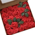 thumbnail image 1 of Flores artificiales 25 rosas falsas de espuma real y falsa con tallos para ramos de boda DIY despedida de soltera MFZFUKR CPB-US-ZMR77-1, 1 of 5
