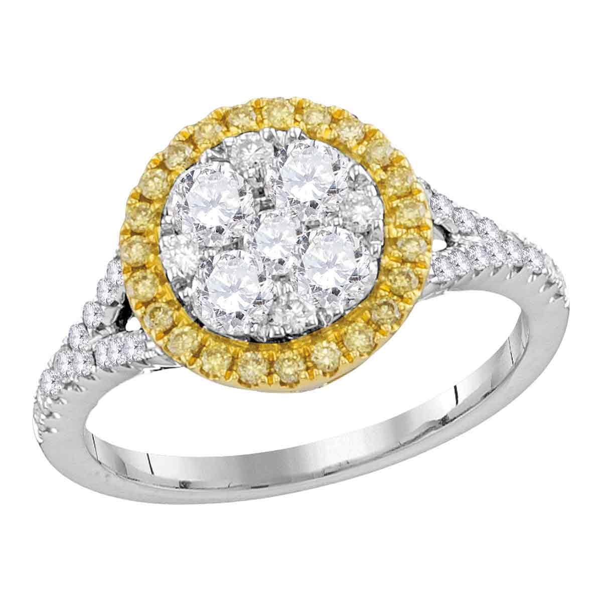 18kt White Gold Womens Round Yellow Diamond Cluster Bridal Wedding Engagement Ring 1-1 10 Cttw by Brilliant Bijou