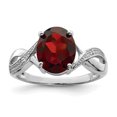 thumbnail image 1 of 925 Sterling Silver Rhodium-plated Garnet and Diamond Ring, 1 of 2