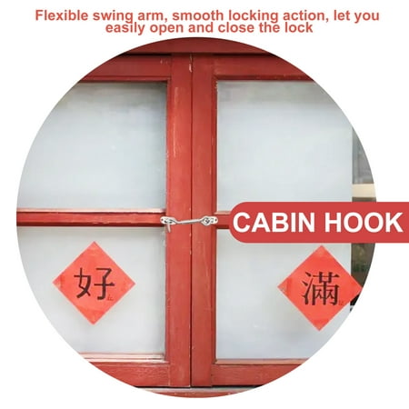 

Stainless Steel Cabin Hook Heavy Duty Eye Latch Lock Swivel Gate Door Shed Latch Window Brace Silent Holder with Mounting Screws 100 mm Pack of 2