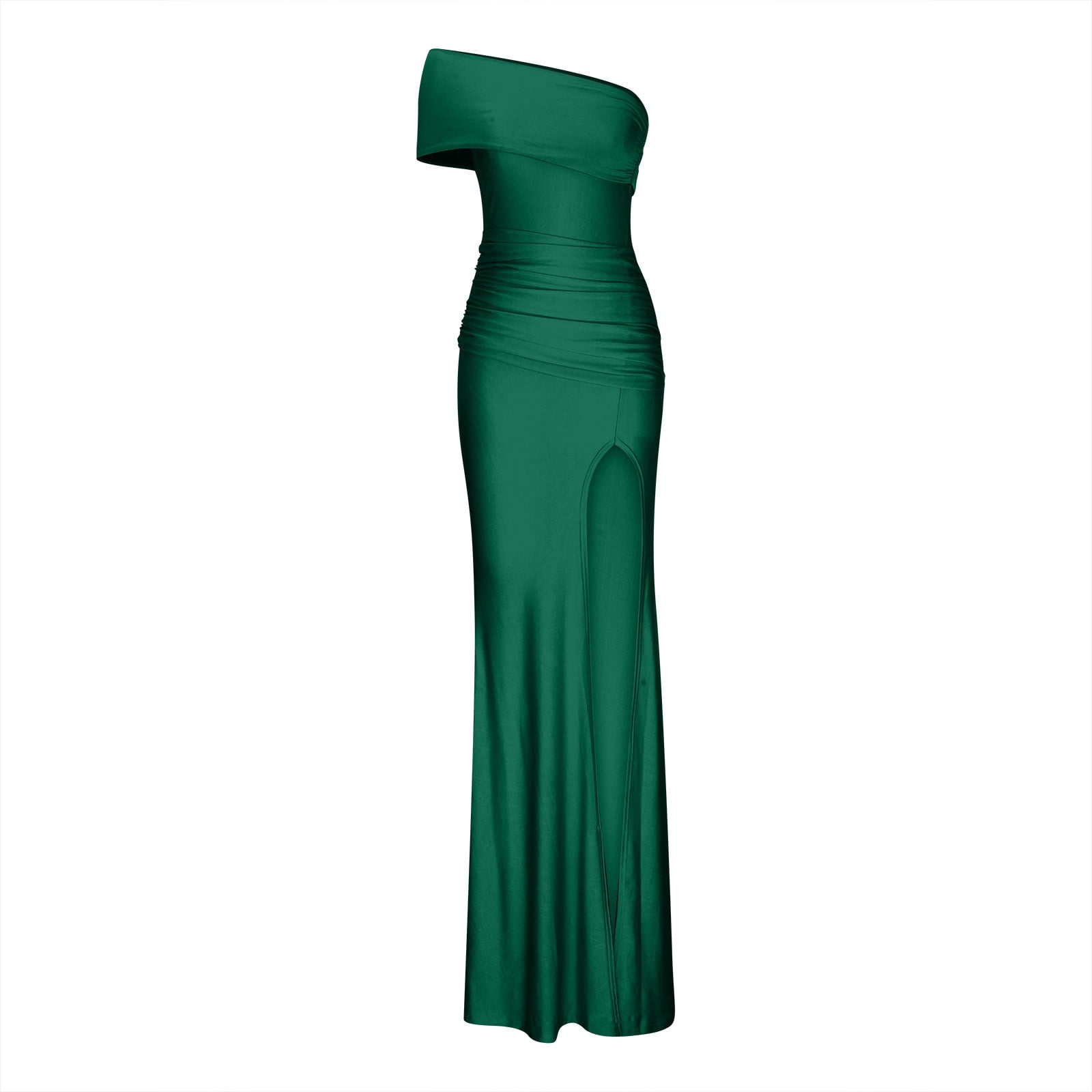 Hvot&aat One Shoulder Formal Dresses for Women Sexy Elegant Evening Gowns Split Thigh Bodycon Maxi Wedding Guest Dresses