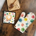 thumbnail image 5 of Colorful Polka Dot Pattern Kitchen Oven Mitt and Pot Holder Sets 2 Pcs for Baking, Cooking and Grilling, Heat Resistant Up To 392 °F, 5 of 7