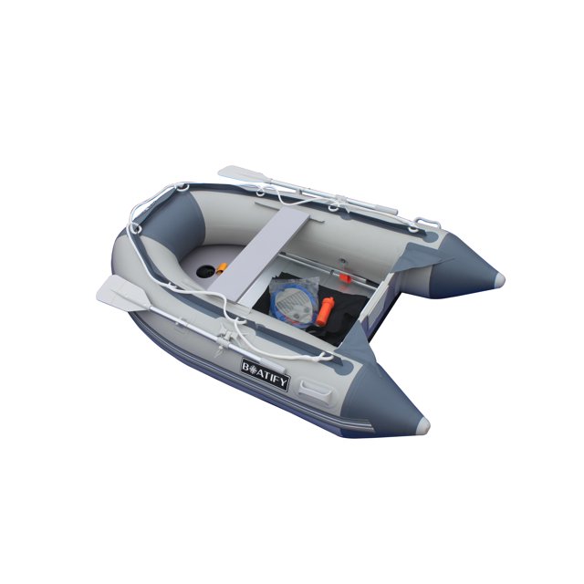 Boatify 7.5ft Inflatable Boat Raft Dinghy Pontoon Boat Kayak with Aluminum Floor Grey