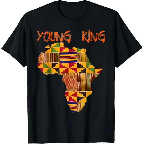 Boys African Kente Print Little Kids With King Kente Unisex T-Shirt up to size 5XL