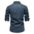 thumbnail image 5 of Txeol Mens Button Down Denim Shirt Fashion Slim Fit Jean Shirts Lapel Washed Shirt Long Sleeve Button Down Jackets,Dark Blue,XXL, 5 of 10