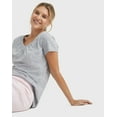 thumbnail image 6 of Hanes Women's Slub Jersey Shirred V-Neck T-Shirt Dada Grey Heather S, 6 of 10