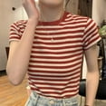 thumbnail image 2 of Diufon Women's Short Sleeve Striped Shirt Summer Crewneck Basic Tops Casual Fashion Loose Tunic T-Shirts, 2 of 3