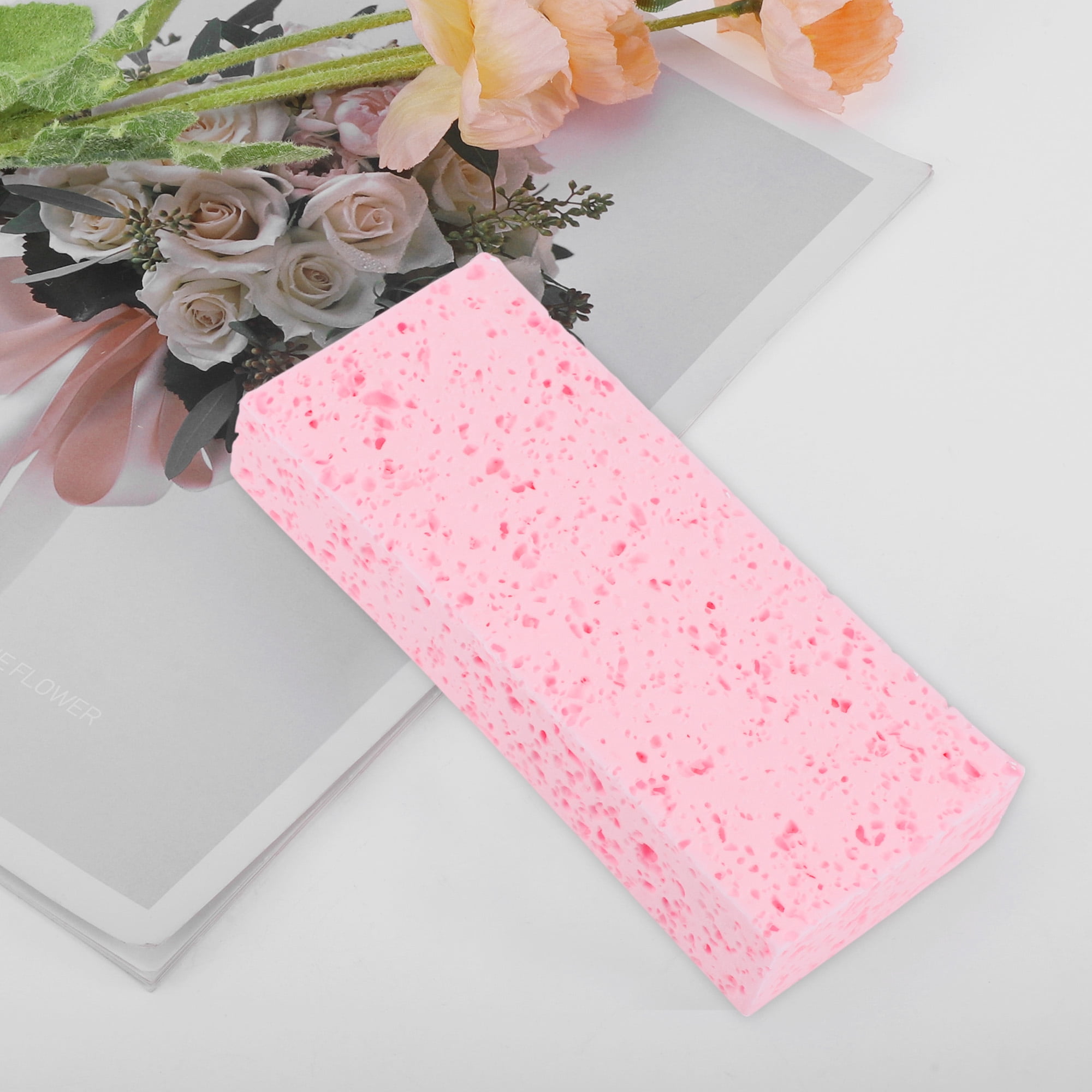 Unique Bargains Honeycombs Rectangular Bath Sponge Body Scrubber 1 Pc Pink