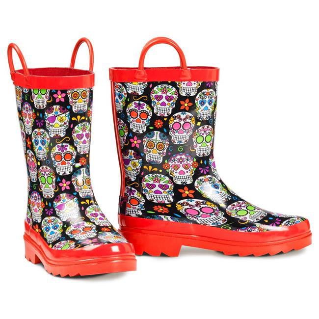 Blazin Roxx 58158-M Girls Jentri Colorful Skull Rain Boots, Multi Color ...