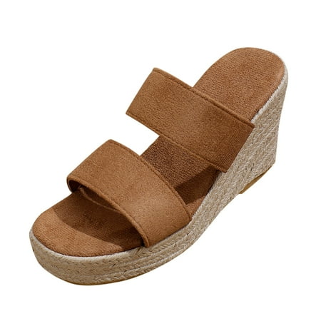 

Fandiiiii Womens Mukluk Slipper Socks Women s Summer Fashion Slope Heel Open Toe Suede Solid Color Sandal Slippers Casual Comfort Out Slippers