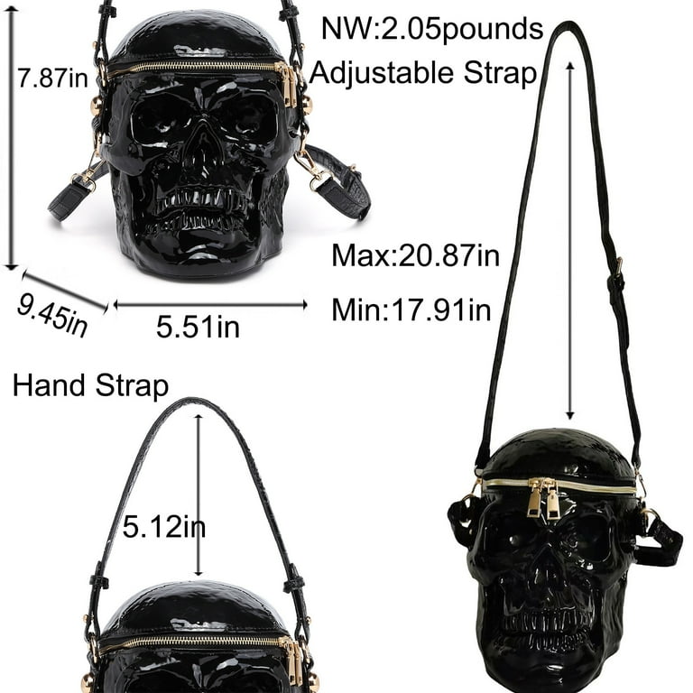 Lyuxhetaokdiq Women Skull Shaped Crossbody Shoulder Bag Men Weird Horror Gothic PVC Handbag Halloween Skull Purse Red