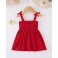 thumbnail image 3 of 6 Months Baby Girls Dress 12 Months Girls Sleeveless Dress Strawberry Solid Color Infant Girls Off-the-shoulder Summer Suspender Dress Red, 3 of 7