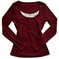 thumbnail image 3 of Slim Fit Long Sleeve T Shirt with Casual Round Neck and Lace Printed Top for Everyday and Wear, 3 of 3