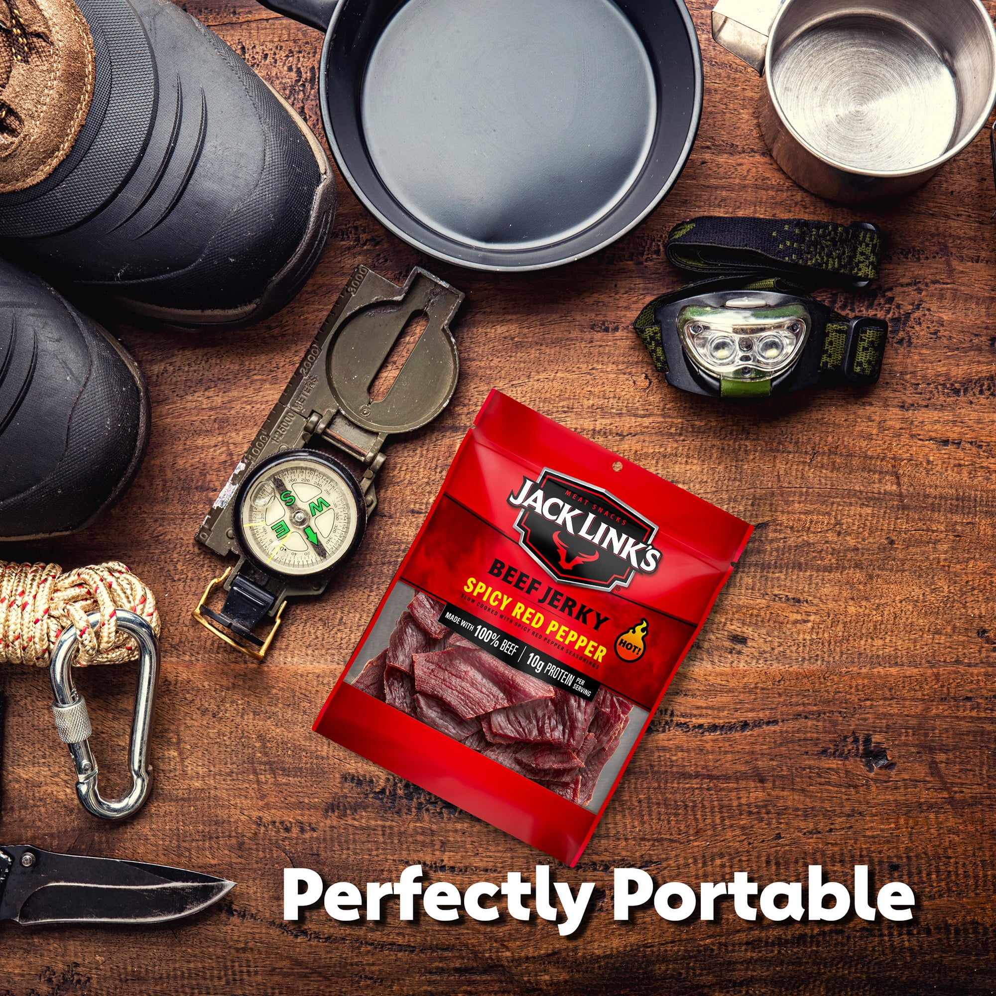 Jack Link’s Beef Jerky, 100% Beef, Spicy Red Pepper, 10g of Protein Per Serving, 2.85 oz Bag