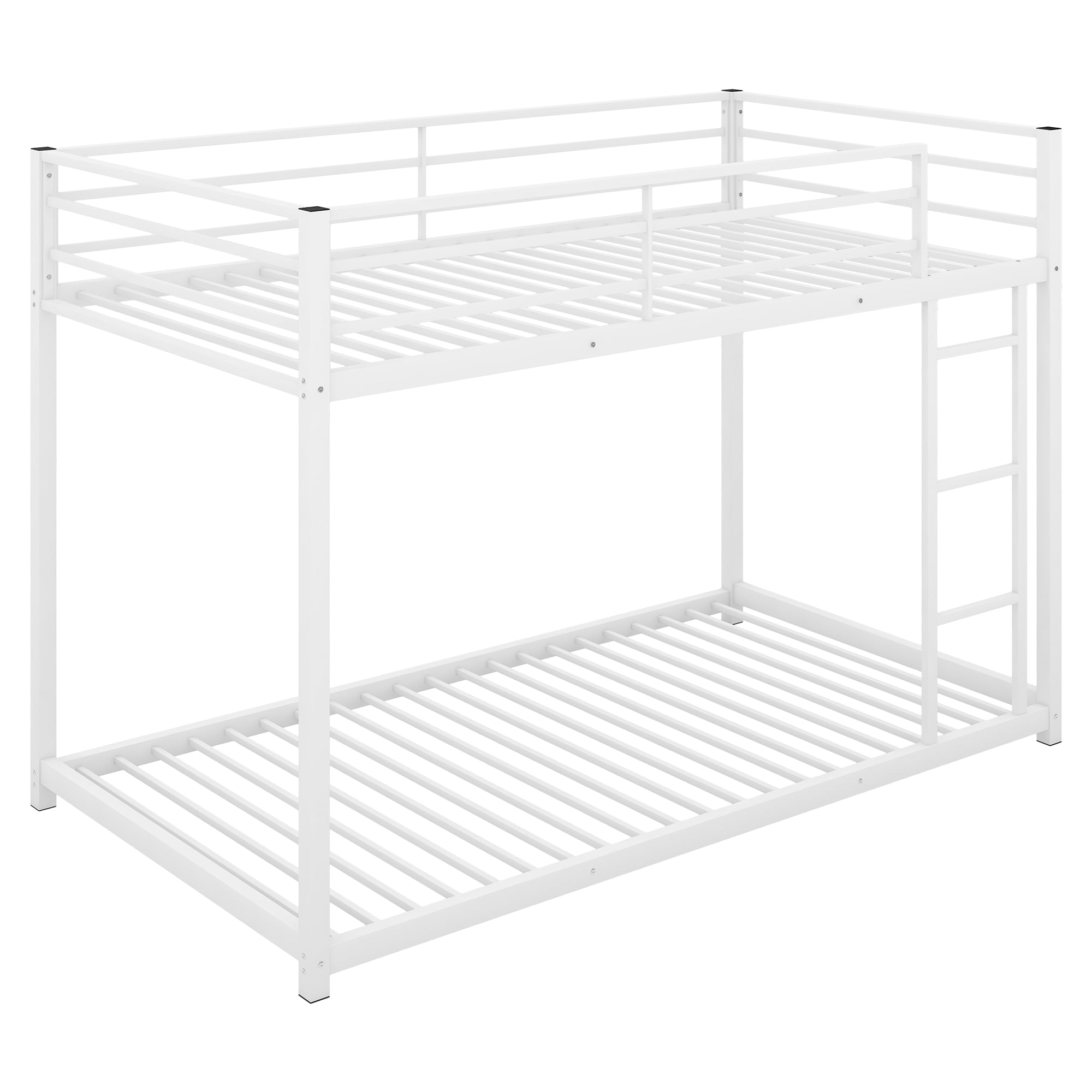EUROCO Metal Twin over Twin Bunk Bed, Low Profile with Safety Guardrails for Kids Teens Adults, 350lb Capacity Heavy Duty, White