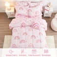 thumbnail image 2 of Kids Twin Bed in a Bag for Girls, 6 Piece Rainbow Pink Comforter Set, Soft Microfiber Bedding Set with Sheets, Shams & Toy Pillow, 2 of 7