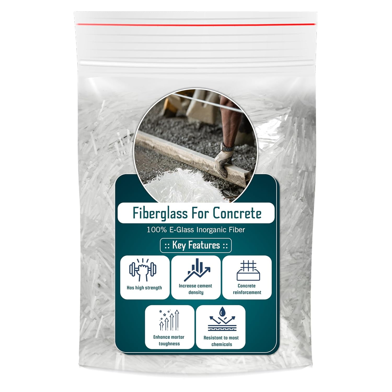 1 Pound Fiberglass Fiber for Concrete - 1/4" Alkali Resistant Glass Fiber for Concrete Cement - Concrete Fiber Additive for White Mortar Mix - Fiberglass Filler for Building Wall, Garden, Countertop
