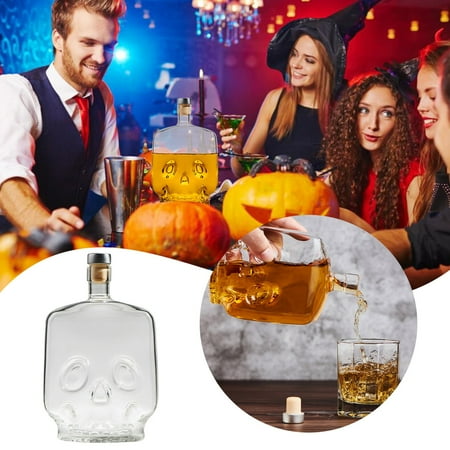 

Creative Square Head Glass Bottle Personality Barware Home Use Bottle For Liquor.