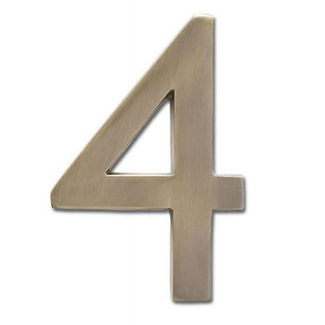 Architectural Mailboxes 3585AB-4 Solid Cast Brass 5 in. Antique Brass Floating House Number 4