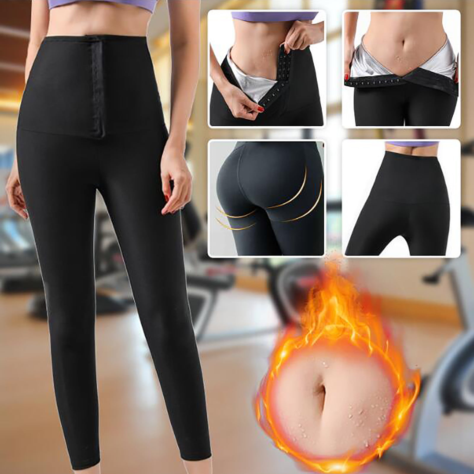 Ursexyly Women Sauna Sweat Pants Hot Thermo Fitness Exercise Leggings High Waist Slimming Workout Waist Trainer Capris 