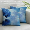 thumbnail image 3 of Nawypu  Flower Throw Pillow Cushion Cover, Orchid Floral Design with Reflection to a River Water Image Photo, Decorative Square Accent Pillow Case,Blue White, 3 of 5