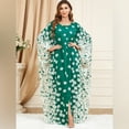 thumbnail image 2 of IBTOM CASTLE Women Muslim Dress Batwing Sleeve Embroidered Abaya Kaftans Modern Elegant Dubai Moroccan Islamic Dresses One Size Green - Dandelion, 2 of 8