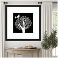 thumbnail image 3 of Kate and Laurel Framed Wall Art Print 'Black and White Bird Tree Linocut' by Giuliana Lazzerini, 35 x 35, Oliver Black Narrow Frame, Modern Contemporary, Animals, Nature Art for Wall Decor, 3 of 7