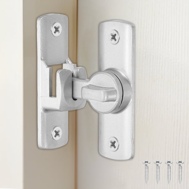 Uxcell 2 Pcs Cerradura de Puerta de Granero, Cerradura de Puerta de Granero Flip de 90/180 Grados de Aleación de Aluminio con Tornillos para Gabinetes de Jardín Baño, Tono Plateado