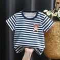 thumbnail image 2 of Virmaxy Kids Summer Cute Bear Print Cropped T-Shirt Children's Short-sleeved T-shirt Cotton Girls Summer Baby Baby Summer Boys Top Blue-B, 2 of 3