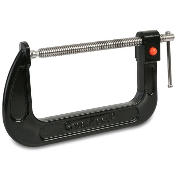 GreatNeck Quick Release Cast Iron C-Clamp, Black, 6 inch