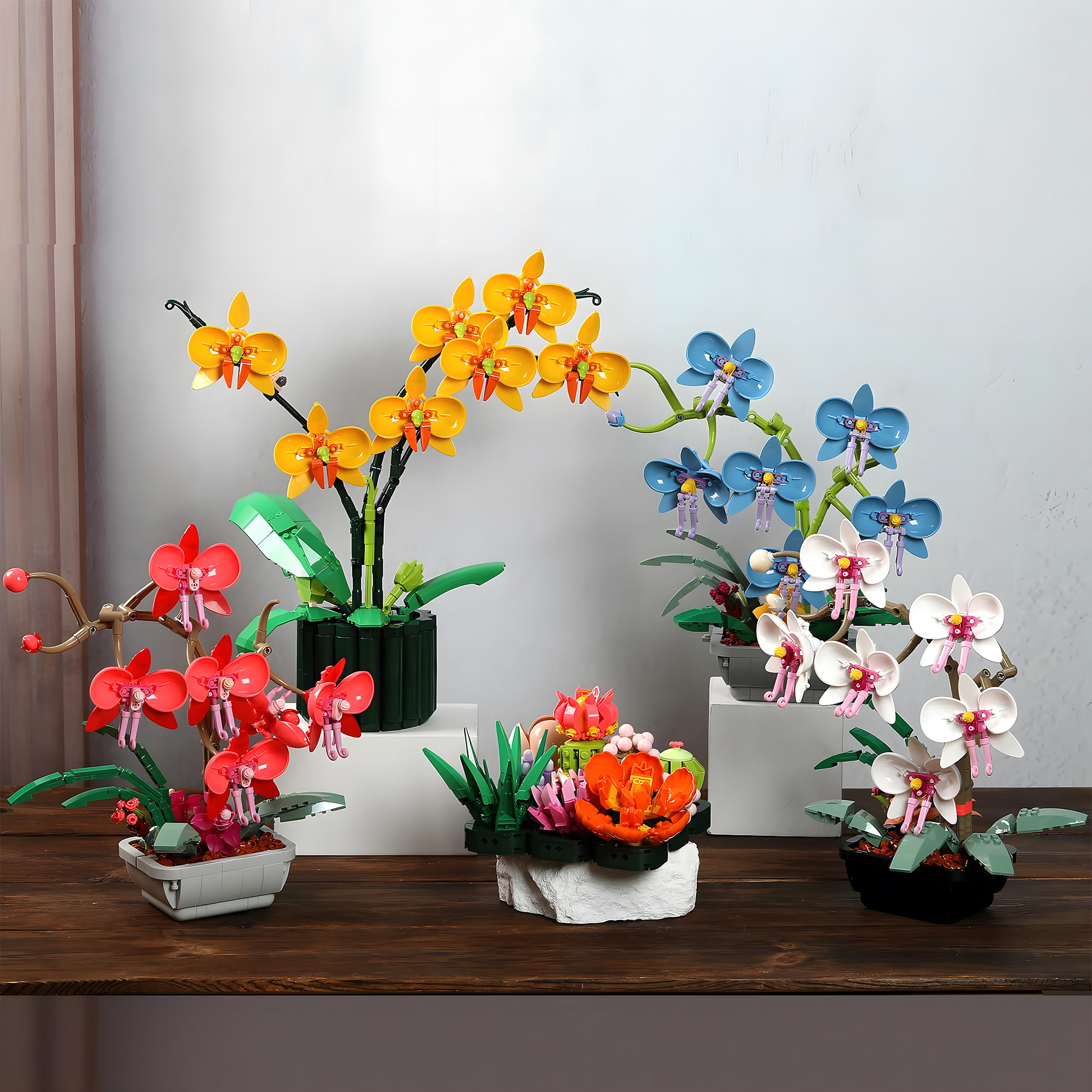 HI-Reeke Flower Building Block Set Orchid Botanical Bonsai Building Kit Toy Gift for Kid Adult White - image 5 of 6