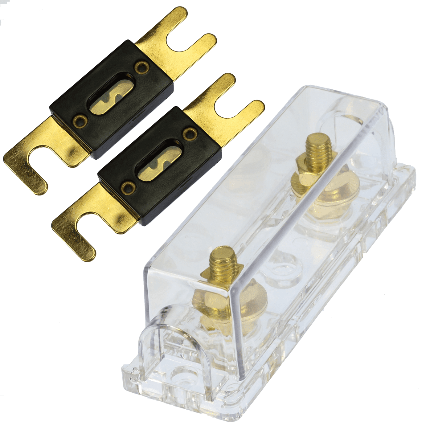VOODOO Gold Fuse Holder 2//0 or 1//0 0 Gauge 1 Pack w// 45 Deg Angled Cover