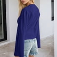thumbnail image 5 of Dyfzdhu Long Sleeve Shirts For Women New Solid Color Round Neck Front Shoulder Wide Sleeve Waist Cinching Long Sleeved Personalized Womens Blouses, 5 of 7