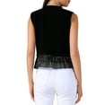 thumbnail image 3 of Women's Vintage Vest Velvet Mesh Hem Button Down Cocktail Party Vest S Black, 3 of 6