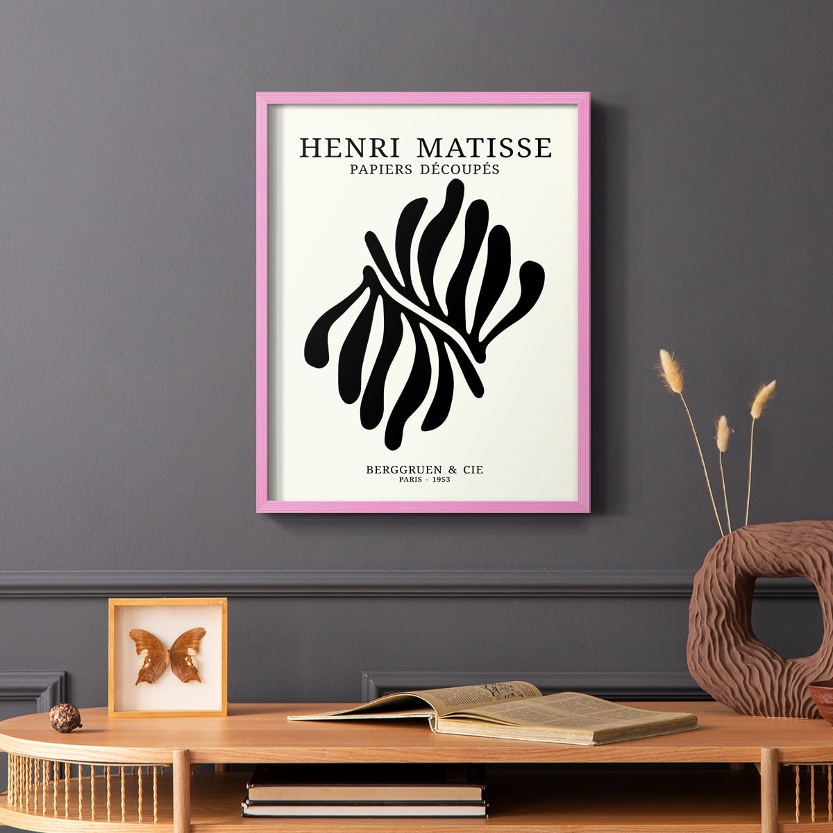 Matisse CDIX in Pink Solid Wood Framed Print No Nail Hanging