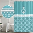 thumbnail image 4 of Polyester Fabric Blue Morocco Shower Curtain, Modern Geometric Nautical Anchor Stripe Waterproof Bathtub Curtain Bathroom Decor Set with Hooks 72 x 84 Inches, 4 of 6