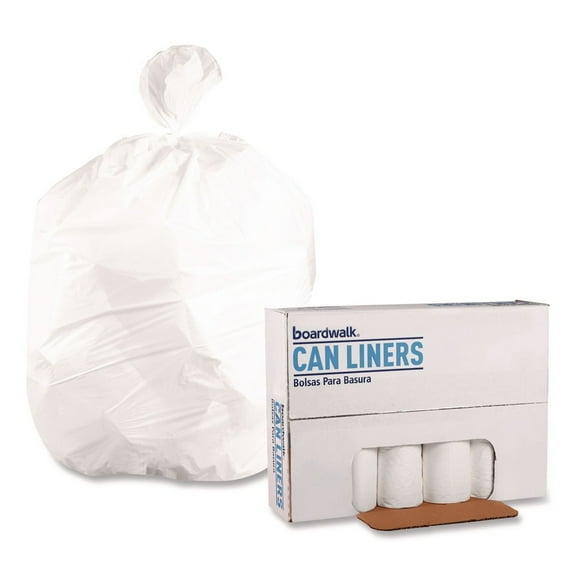 Boardwalk Z6036LN GR1 High Density 30-Gallon 8 microns Can Liners - Natural (25 Bags/Roll, 20 Rolls/Carton)