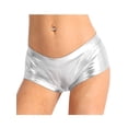 thumbnail image 4 of YiZYiF Womens Shiny Faux Leather Rave Dance Booty Shorts Fitness Yoga Hot Pants, 4 of 7