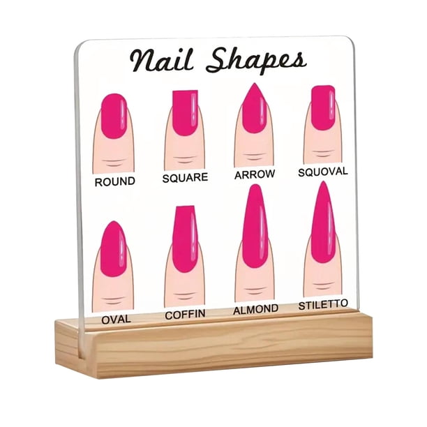 Tablero de exhibición de de uñas, panel acrílico con base de madera, suministros de decoración para salas de uñas