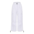 thumbnail image 6 of IROINNID Women's Cargo Pants Vintage Street Style Star Print Spicy Girl Low Waist Straight Tube Slimming Pants,White, 6 of 8