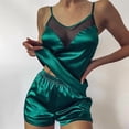 thumbnail image 1 of Ensemble de Pyjama pour Femmes, T-shirts et Shorts, Imprimé en Forme de Cœur, Col Rond, Haut en Soie Glacée, Confortable et Décontracté pour l'Été, 1 of 5