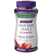 Nature's Bounty Advanced Hair, Skin, Nails, 2X Biotin, 80 Strawberry Gummies 1 ea (Pack of 4)