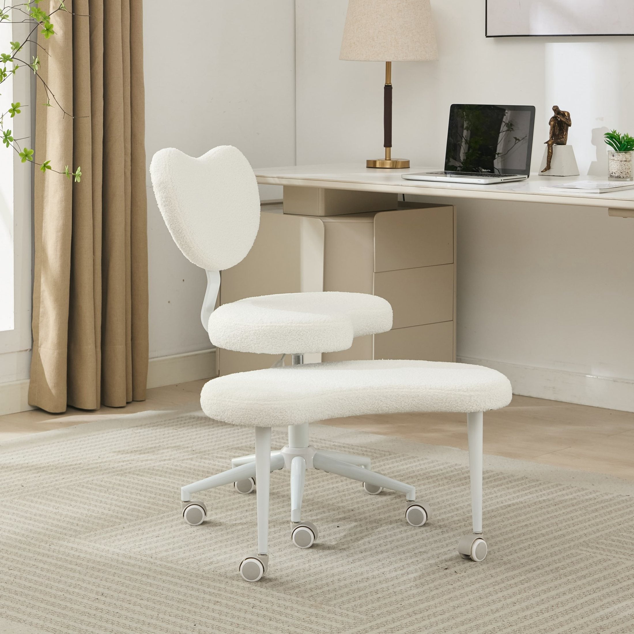 GDF Studio Meditation Chair Plus with Cross-Legged Seat, Lumbar Support & Wheels, Ivory