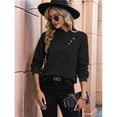 thumbnail image 4 of Camisas de Larga para Mujer, Conjuntos de Otoño, Camisetas con Cuello en V, Blusas Tipo Túnica con Botones, Ropa de Moda Negro M, 4 of 7