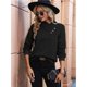 thumbnail image 4 of Camisas de Larga para Mujer, Conjuntos de Otoño, Camisetas con Cuello en V, Blusas Tipo Túnica con Botones, Ropa de Moda Negro M, 4 of 7