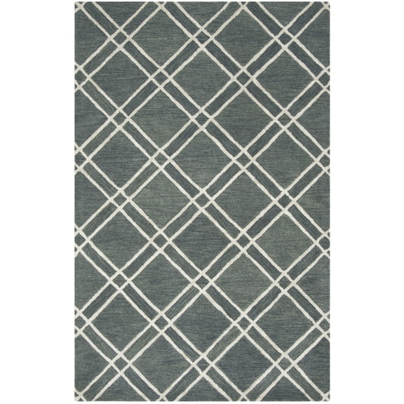 SAFAVIEH Himalaya Maralyn Geometric Wool Area Rug, Dark Grey/Ivory, 3' x 5'